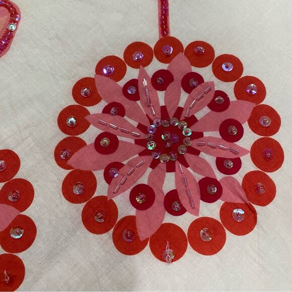 Kemp & Company Pale Pink Skirt Size 14 Quarter Circle Sequin Embellished Cotton - Picture 5 of 11